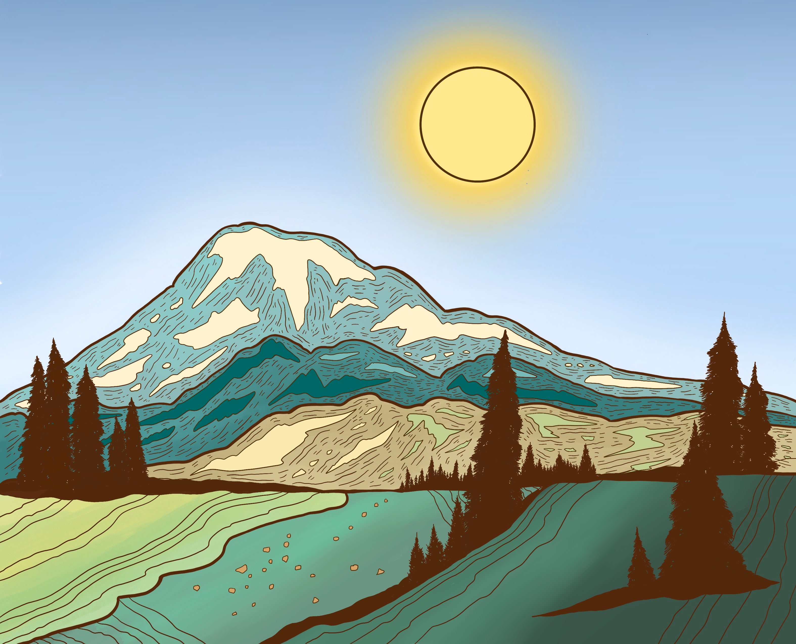 Blue Skies at Mount Rainier Art Print – Heirloom Design Co.