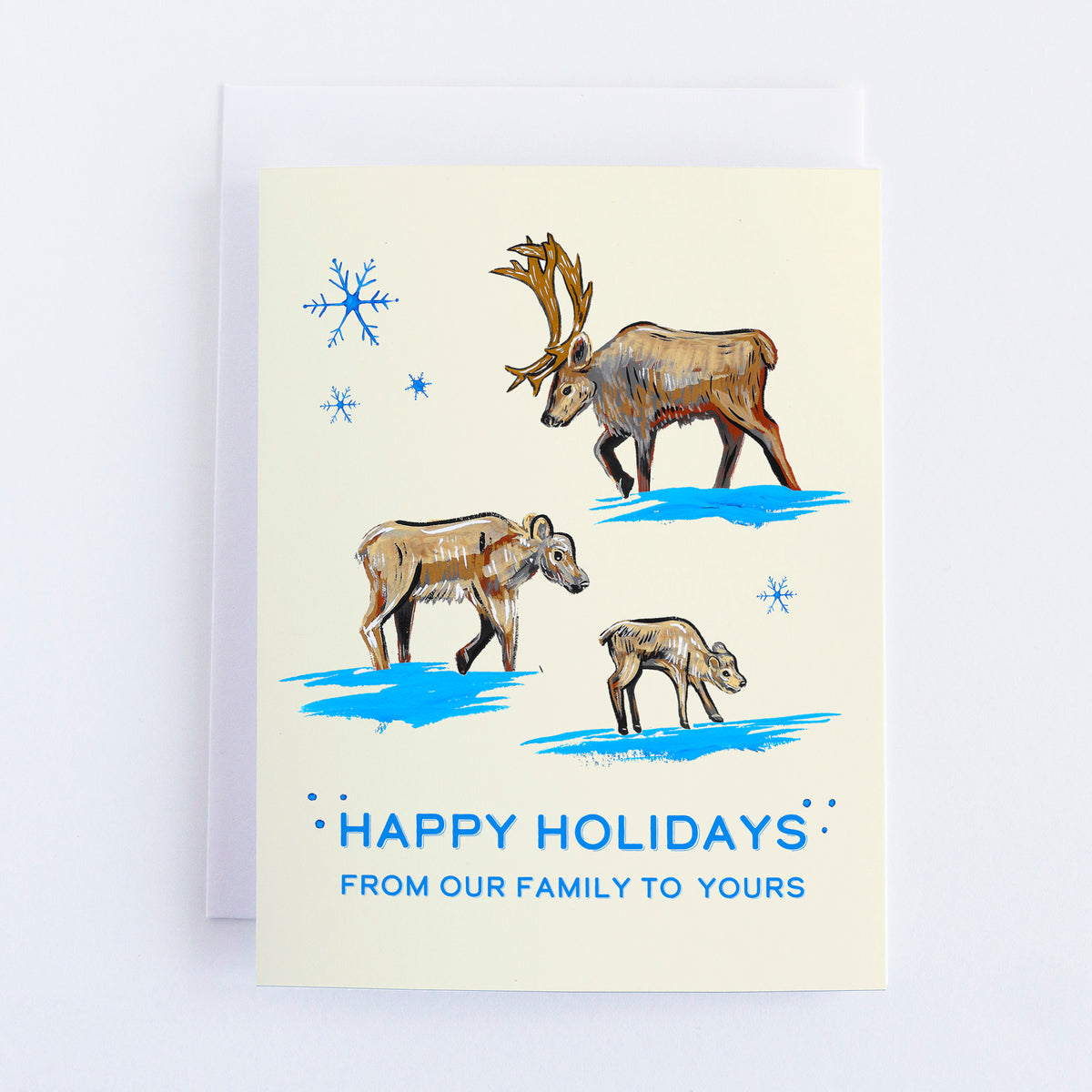 Reindeer Family Happy Holidays Greeting Card