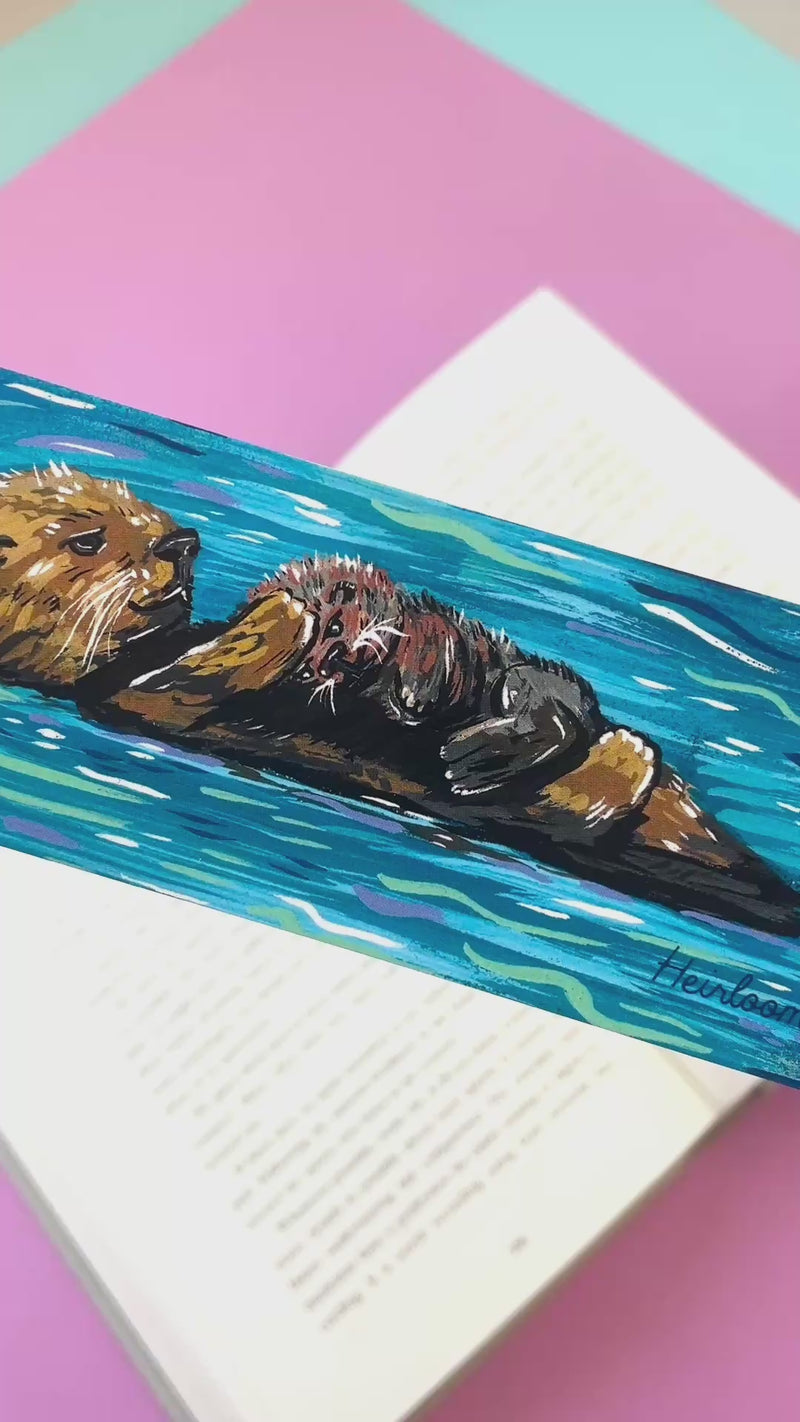 Otter Mama & Baby Bookmark